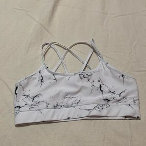 BuffBunny white marble sports bra